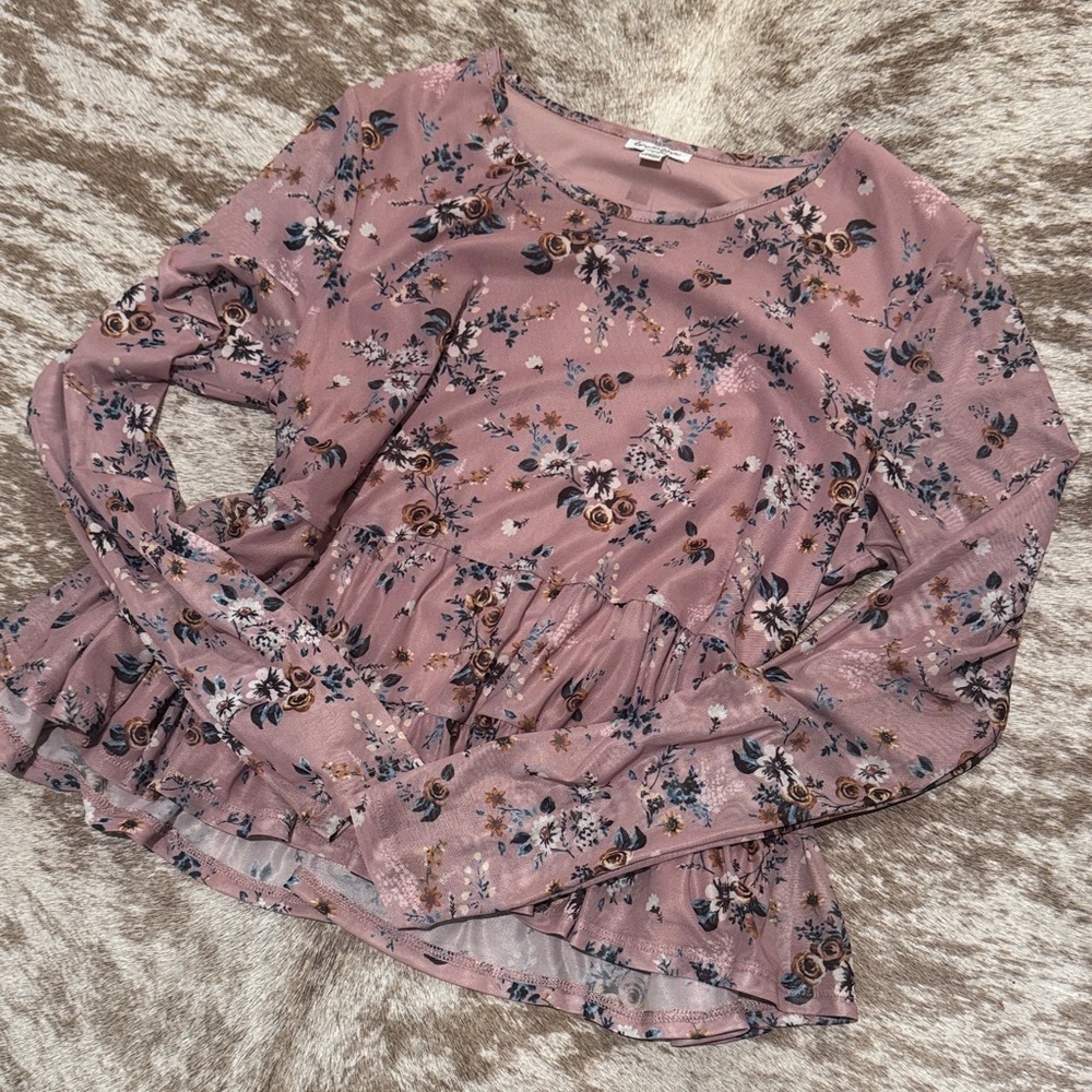 love, Fire Floral Mauve Blouse